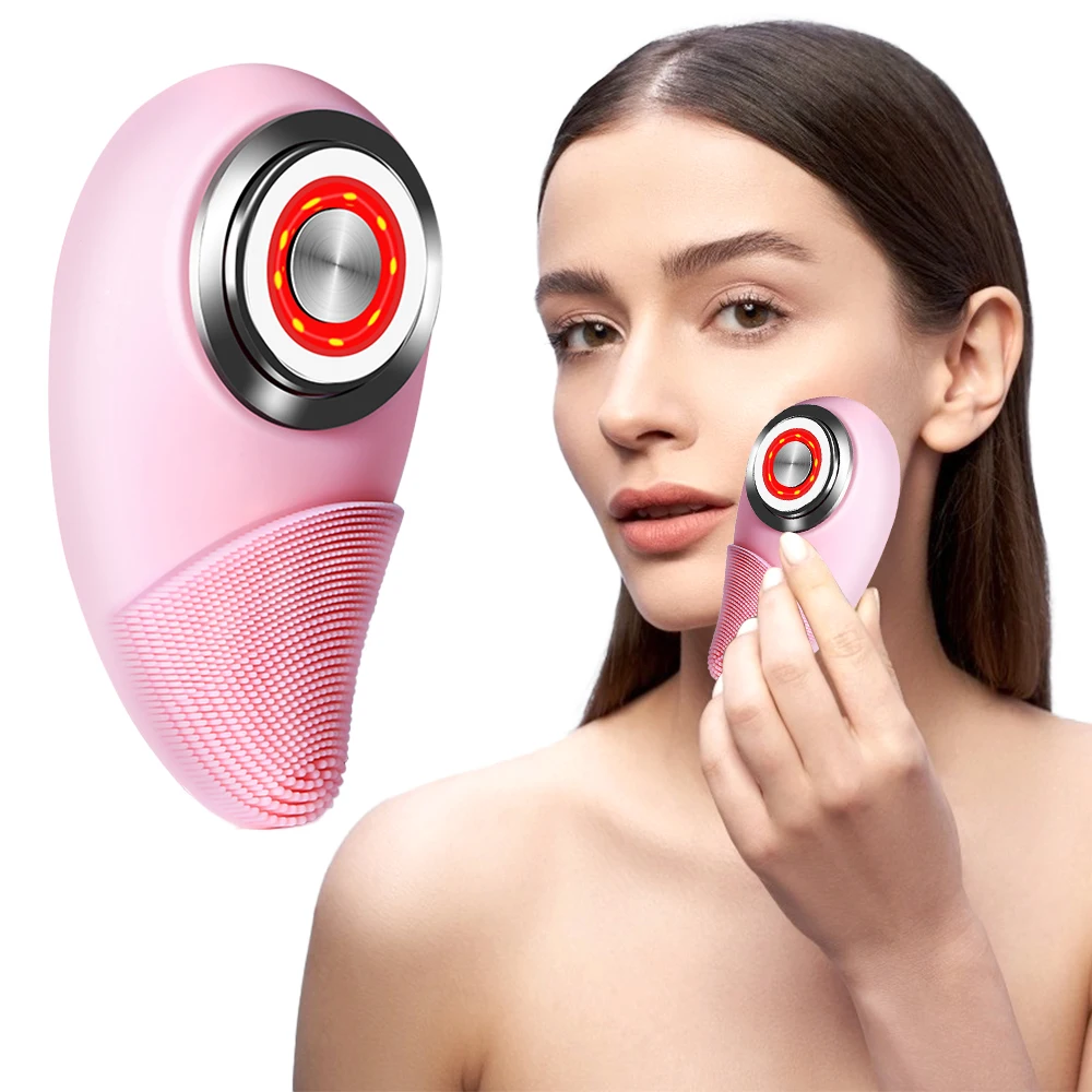 

RF Silicone Face Cleansing Brush Electric Face Cleanser Facial Lifting Anti Aging Wrinkle Remove Deep Pore Cleaning Face Massage