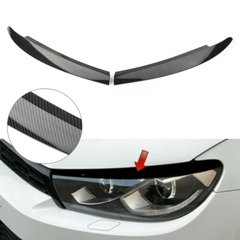 

Carbon Fiber Head Light Lamp Eyebrow Eyelid Cover Trim For-Scirocco 2008-2017