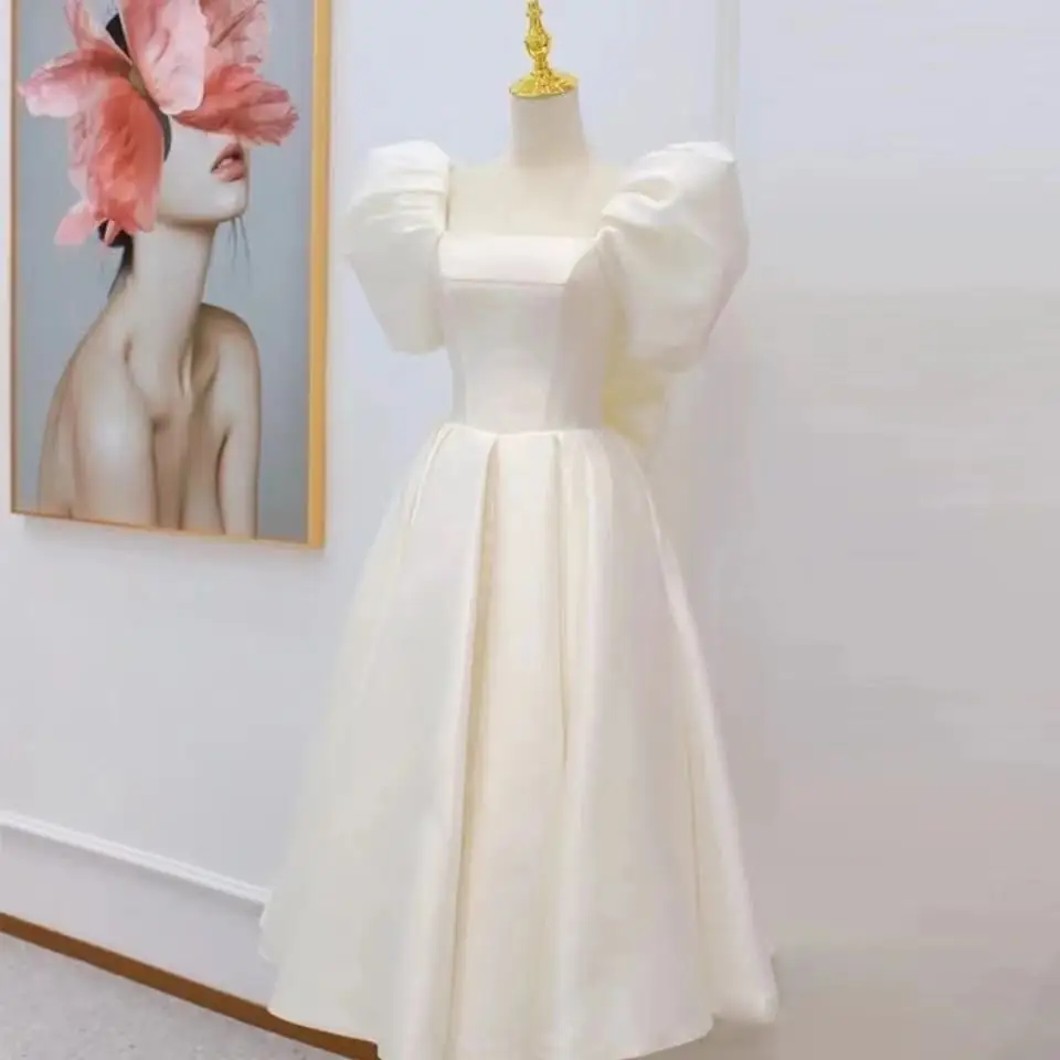 

2021 A Line Prom Dresses Sparkly short Sleeves Sheer Scoop Neck Formal Evening Gowns short wedding dresses