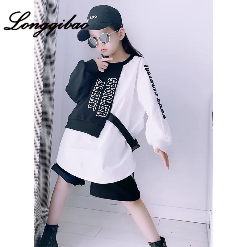 Женский Длинный свитер с принтом свободный прострочкой в Корейском стиле осень