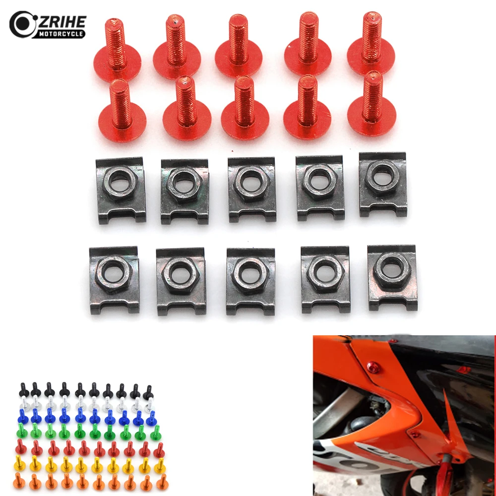 

10 pcs 6MM CNC Universal Motorcycle Accessories Fairing body work Bolts Screws For YAMAHA YZR-R1 YZF600R YZF-R3 YZF-R1S LE