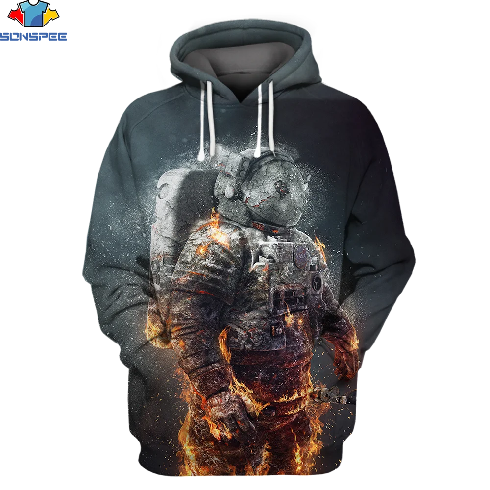 

SONSPEE Casual Science Fiction Astronaut Space Galaxy Hoodies Men Women Pullover Hooded Sweatshirt Fashion Long Sleeve Clothing