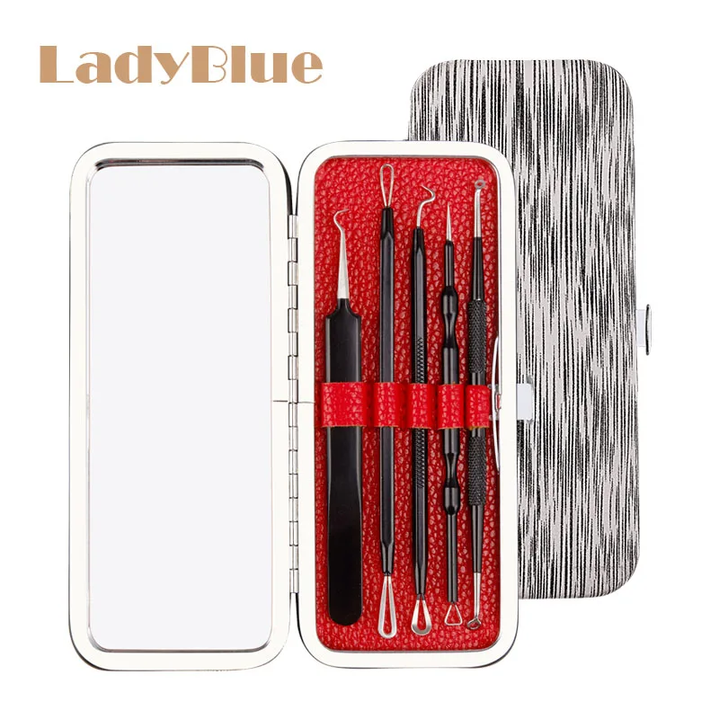 5 шт./компл. набор инструментов для ухода за кожей лица с иглой от прыщей