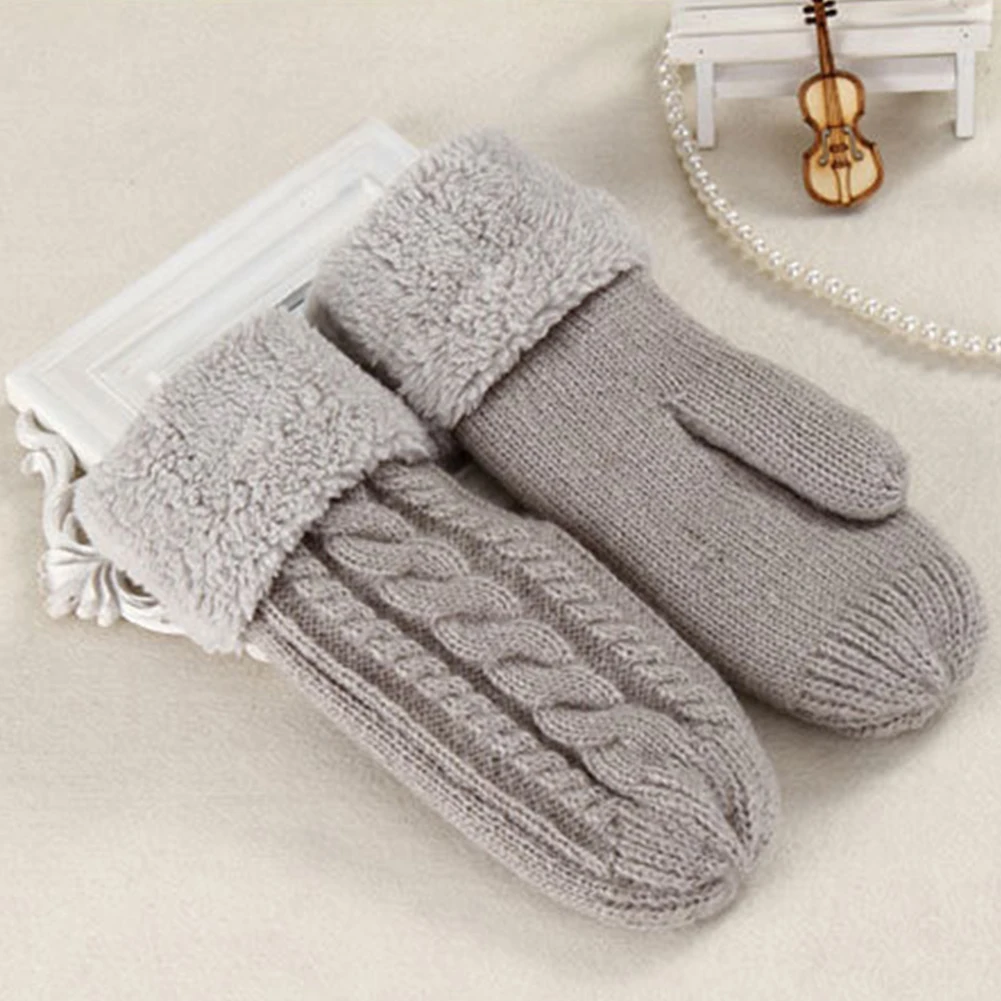 

Fashion Mittens Women Warm Winter knitted Cashmere Twisted warm gloves