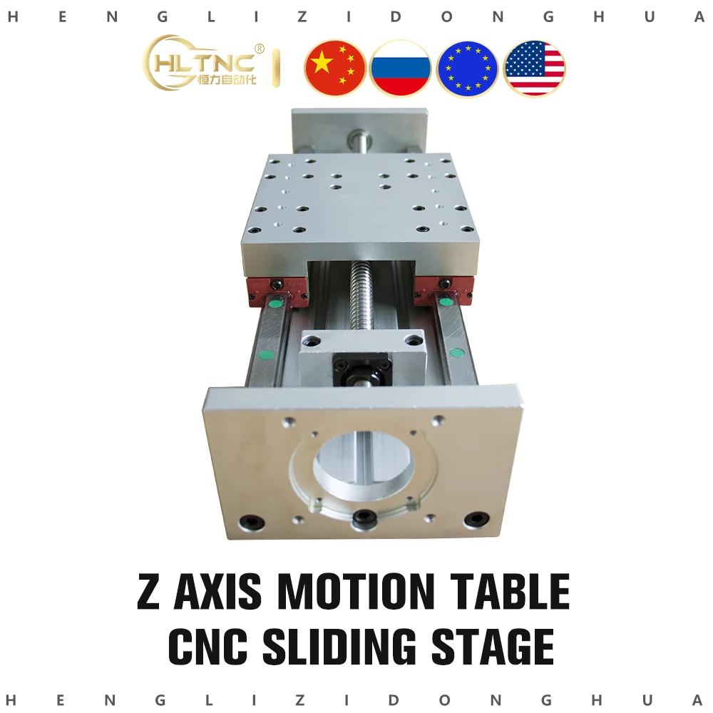 

Z axis motion table CNC sliding stage travel 100mm linear guides HGR20 ball screw SFU1605 SFU1610 support step servo motor