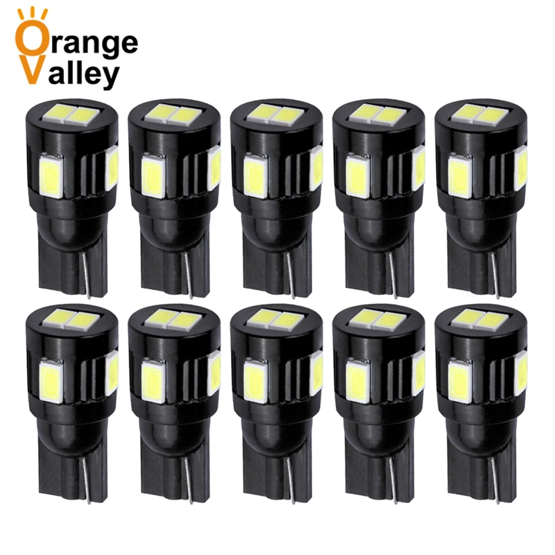 

10Pcs Wholesale T10 W5W 2 LED 5630 6 Smd Car Led Wedge Light Side Dome Lamp 5730 Clearance Turn Reverse License Plate Bulb