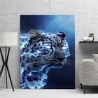 Настенная Картина на холсте электрическая леопардовая животная синяя модульная крутая картина HD Печать плакаты без рамки для гостиной домашний декор