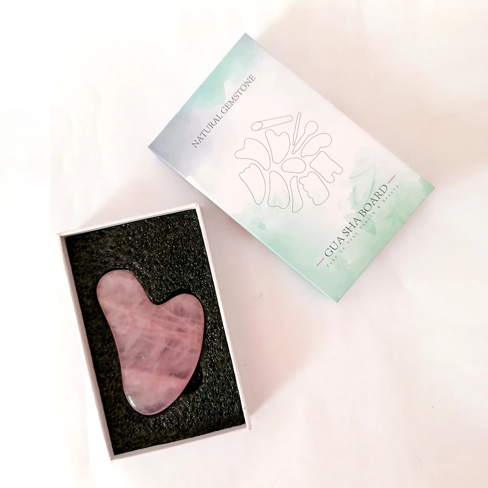 Натуральный розовый кварц нефрит камень доска гуаша Давление массажной терапии