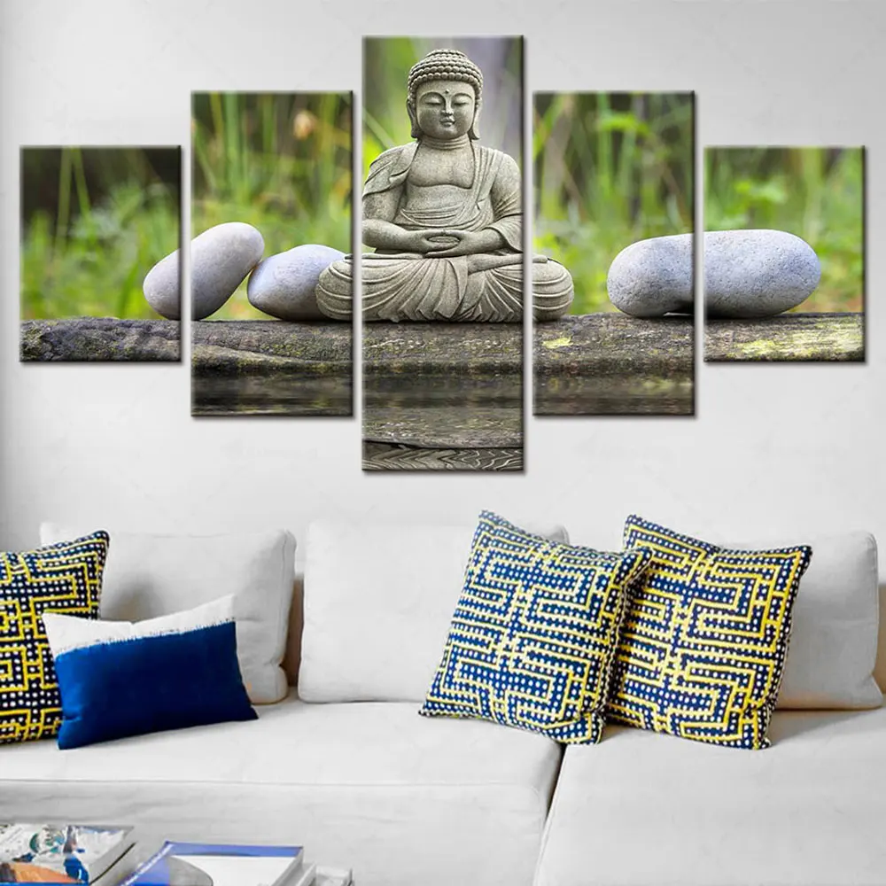 

Картина на холсте с фоторамкой Будды, 5 панелей