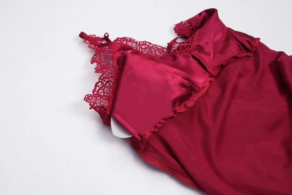 

Wedding Robe Pajamas Set Lace Trim Female Kimono Bathrobe Loose Thin Faux Silk Sleepwear Loungewear SPring Summer Home Suit