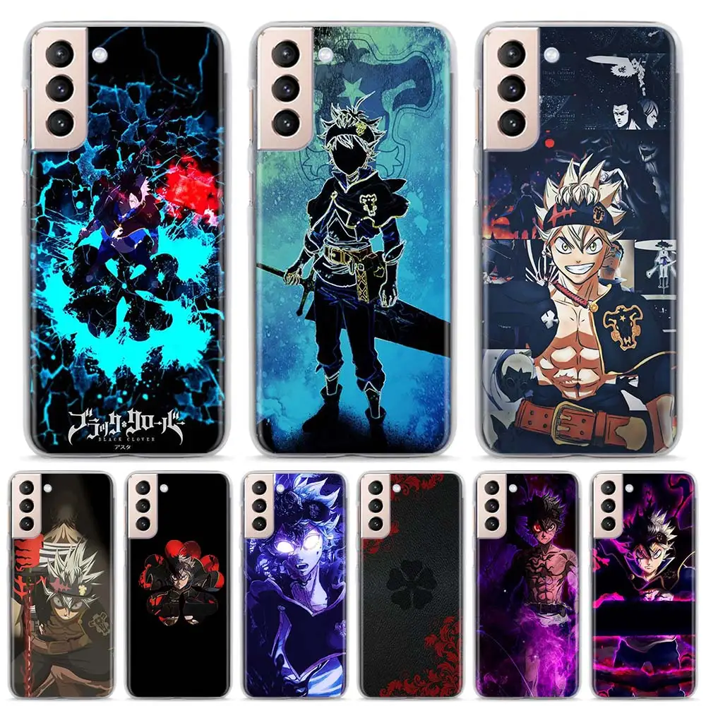 

Clear Case for Samsung Galaxy S20 S21 Ultra S10e S10 Lite S8 S9 Plus S10 S20 S21+ 5G Hard Phone Cover Black Clover Anime Asta