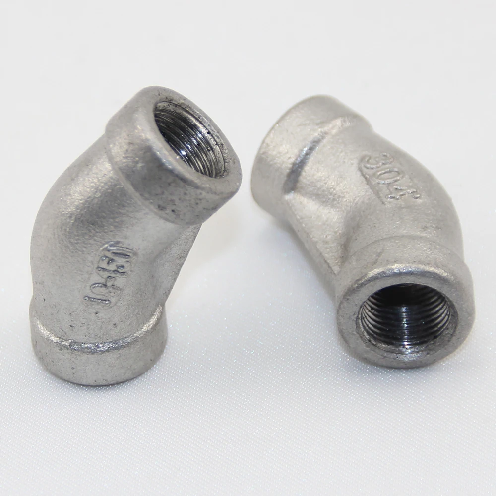 

1/8" 1/4" 3/8" 1/2" 3/4" 1" Elbow 45 Degree Angled F/F Stainless Steel 304 Female* Female Threaded Pipe Fittings Adapt two pipes