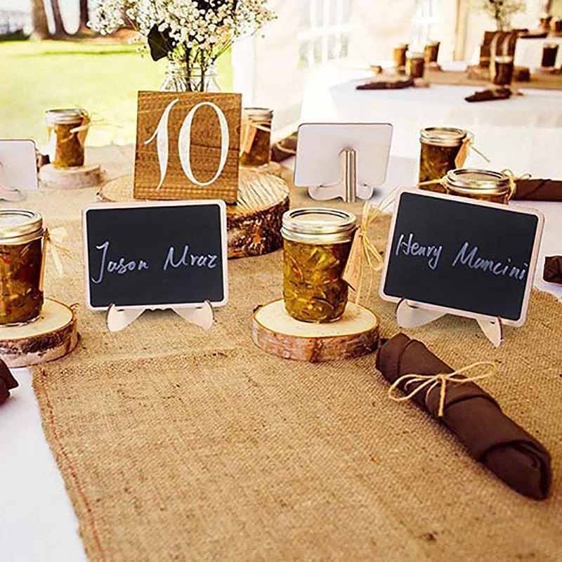 

Mini Chalkboard Label Signs, 10 Pack Framed Easel Stand Wooden Blackboard for Buffet Food Signs, Wedding Place Cards