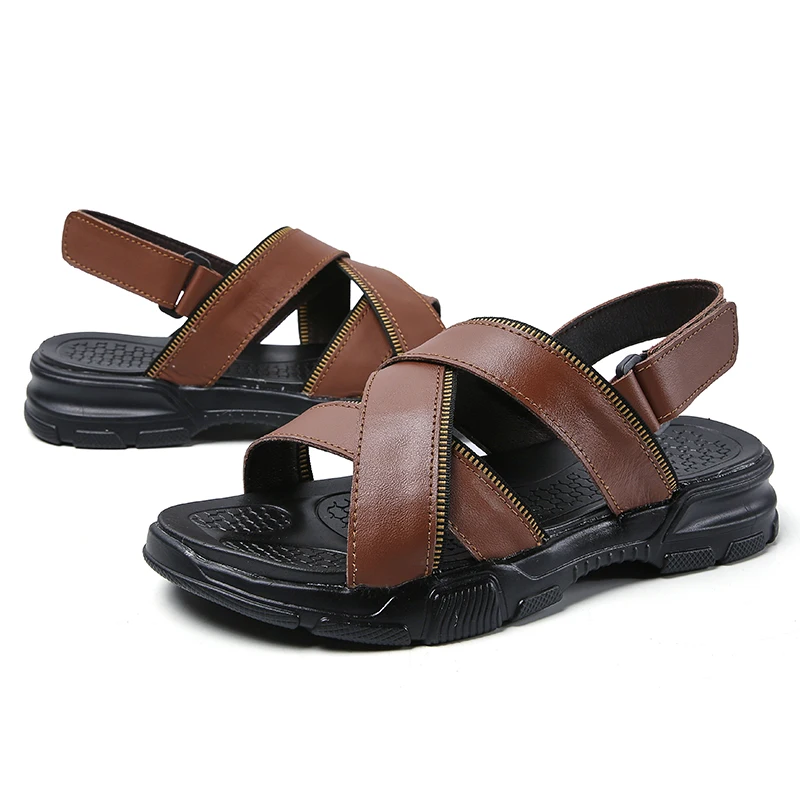 

couro sandals slip beach 2018 in homens footwear em leather homme big large casual vietnam shoes 44 piel cuero sandalia roman s