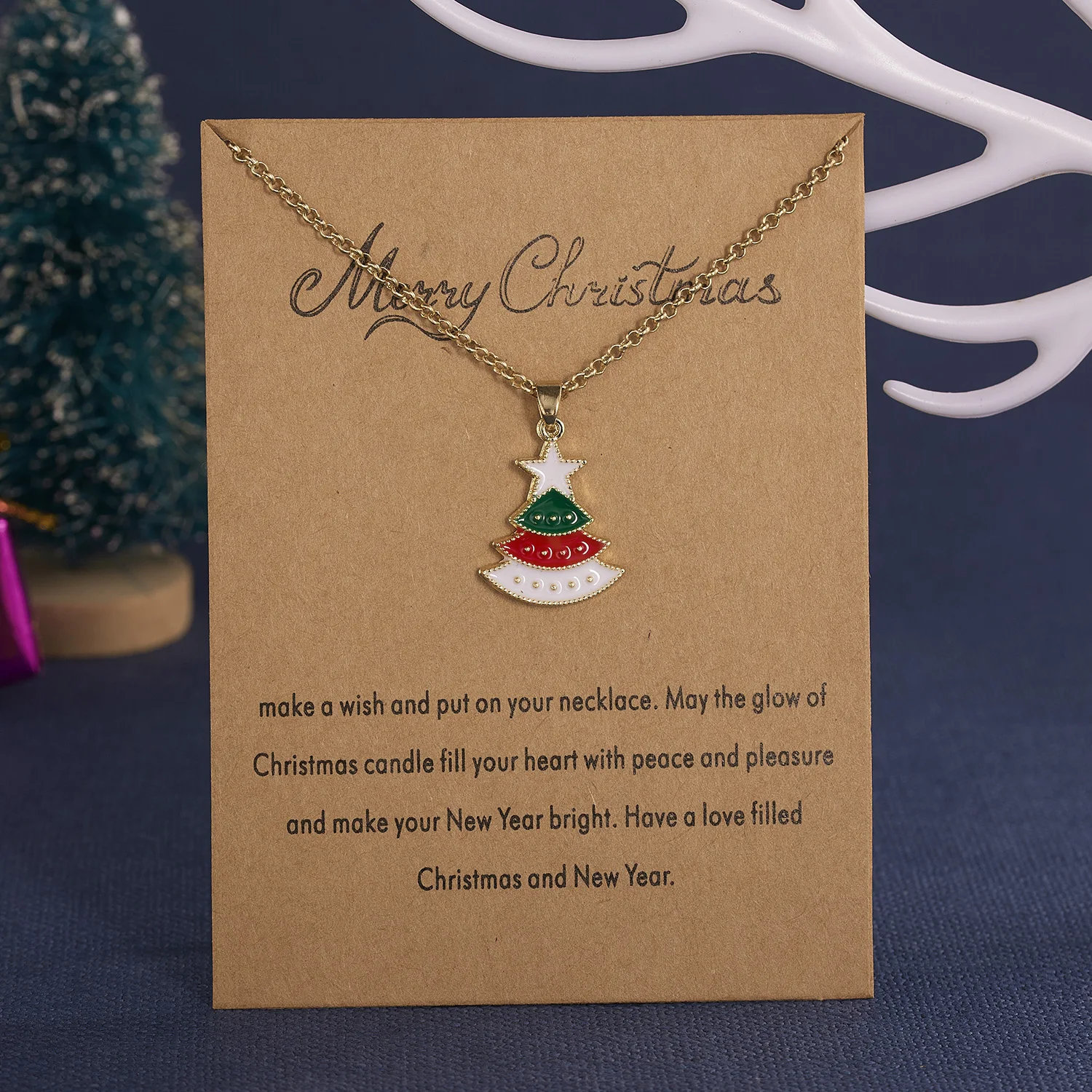 

Cute Christmas Necklace For Kids Women Pendant Choker Enamel Tree Santa Claus Boots Bell Fashion Chain Neck Accessories Gifts