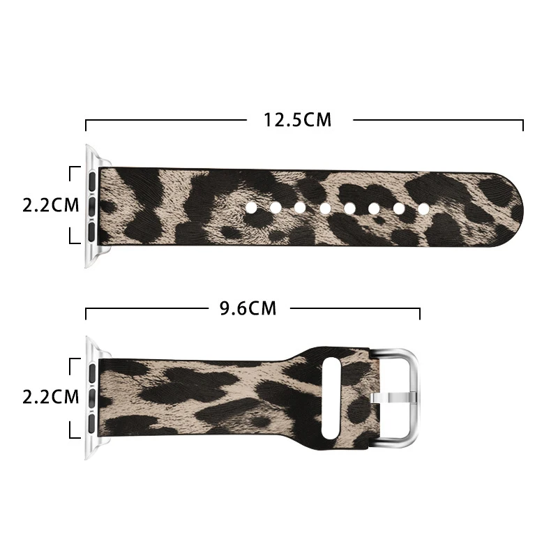 

Cowhide Watch Strap for Iwatch Band 40mm 38mm 44mm 42mm Watchband for Apple Watch Series 6 5 4 SE 3 Leopard Print Leather Bands