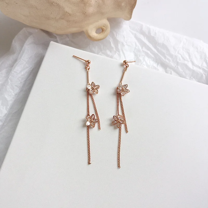 Модные ювелирные изделия красивые серьги в виде цветка прозрачная Цепочка с