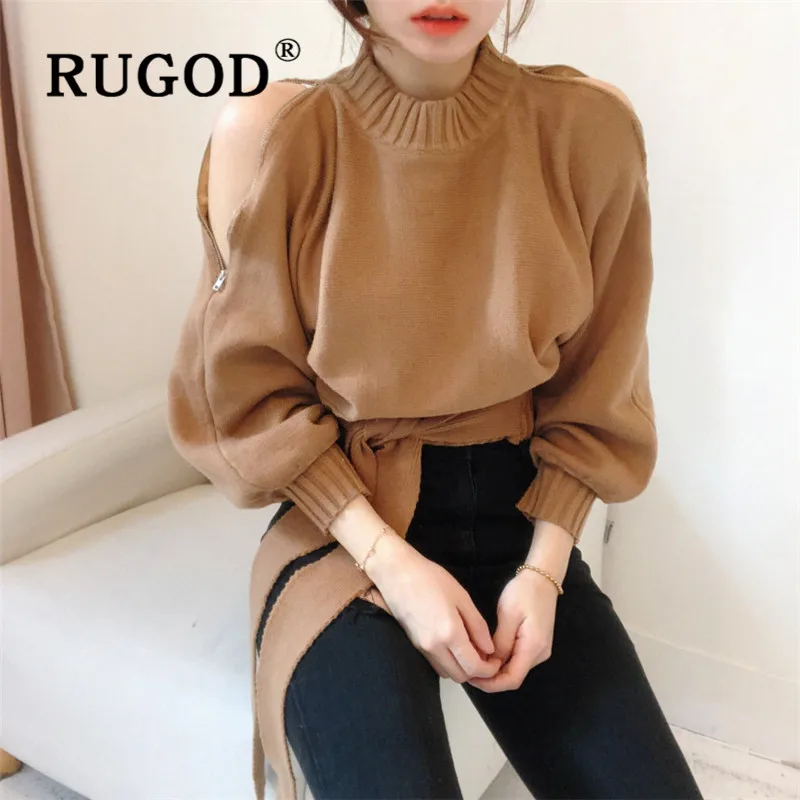 RUGOD винтажный укороченный свитер с открытыми плечами шикарный Однотонный
