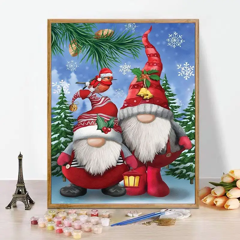 

CHENISTORY Paint By Number Cartoon Santa Claus Drawing On Canvas Handpainted Art Christmas Gift Pictures By Number Kits Home De