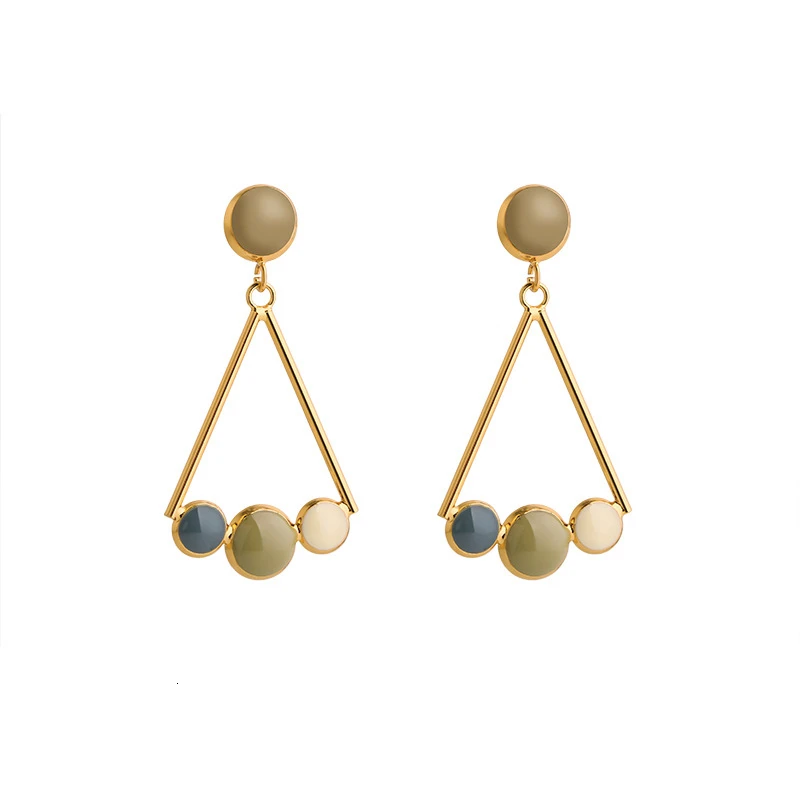 Женские серьги-клипсы без пирсинга большие треугольные подвески капающие масла