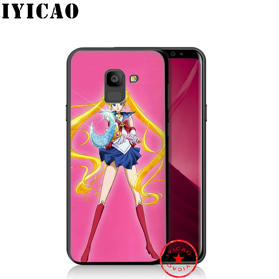 IYICAO Pink Anime Kawaii Sailor Moon Soft Phone Case for Samsung Galaxy A9 A8 A7 J6 A6 Plus 2018 A5 A3 2016 2017 Silicone Cover |