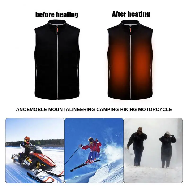 Men Women Outdoor Heated Vest USB Charging Jacket Winter Carbon Fiber Electric Thermal Clothing Waistcoat | Спорт и развлечения