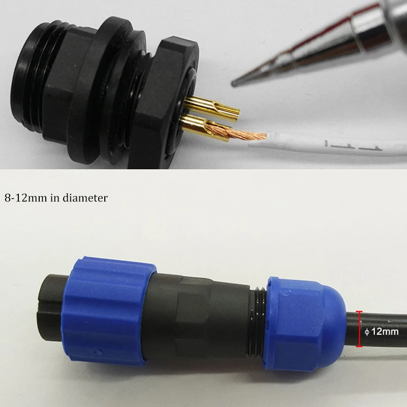 Водонепроницаемый соединитель SP20 тип IP68 Кабельный штепсельная вилка и гнездо 2 3 4