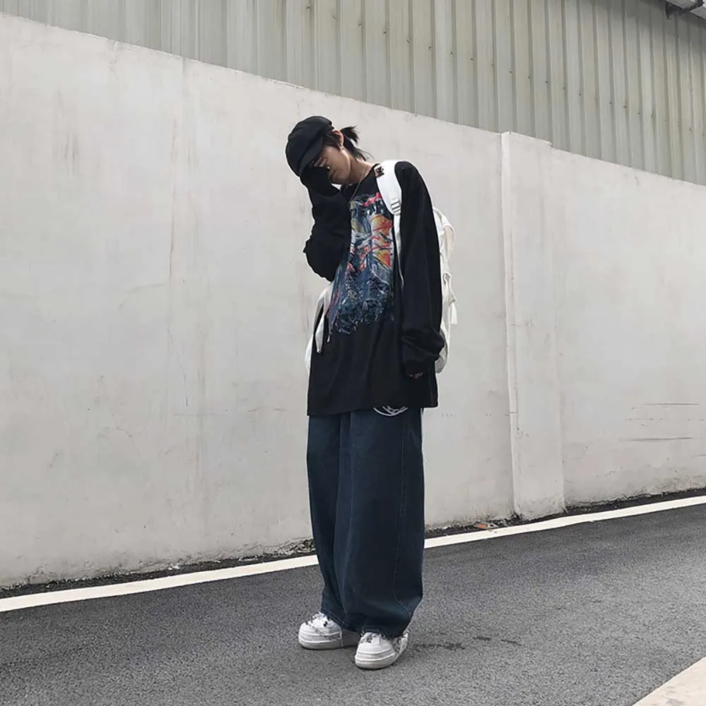 Trend Oversize Harem Jeans Men Women bf Denim Pants Wide Leg Trousers Loose Baggy Japan Overalls Street Hiphop Jeans Cargo Pants