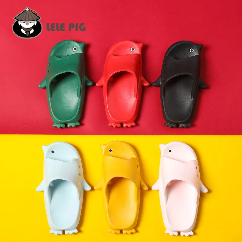 Летние тапочки детские пляжные с милыми животными пингвином сандалии из ЭВА на