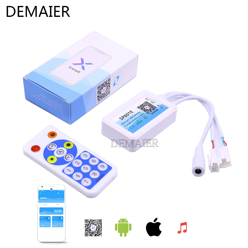 P107E SP601E Musik Controller In Mic Dual Signal SP105E SP110E Bluetooth SP108E Wifi APP WS2812BWS2811 SK6812 Pixel Band dc5-24v on - Музыкальный контроллер P107E SP601E с двойным сигналом от микрофона SP105E SP110E Bluetooth SP108E Wifi APP WS2812BWS2811