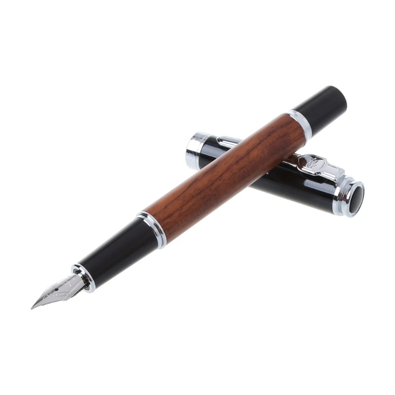 

High quality Vintage Style Pear Wood Barrel Fountain Pen 0.5mm Nib Business Office Gift
