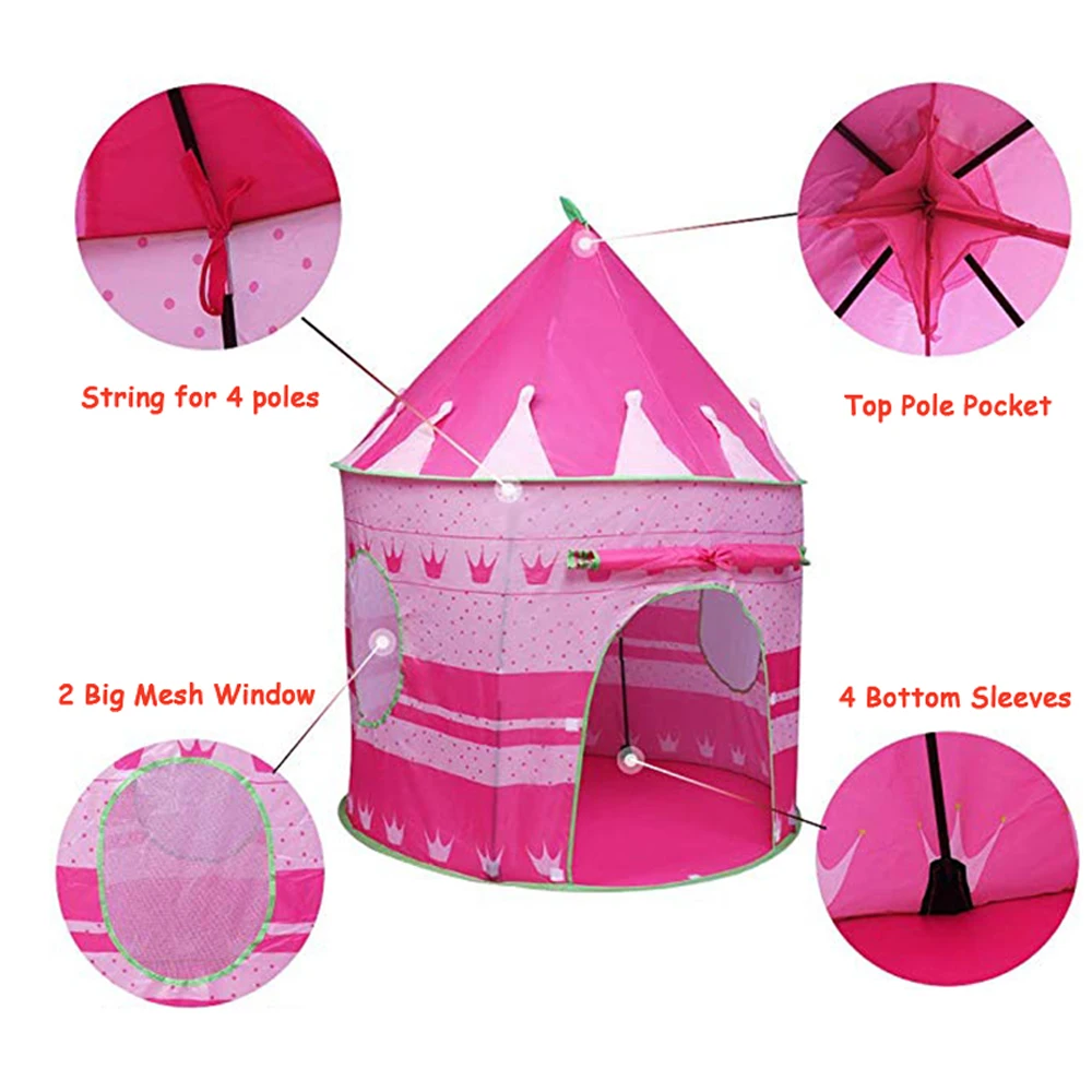 Складная детская палатка Розовая Принцесса замок вигвама для девочек уличный