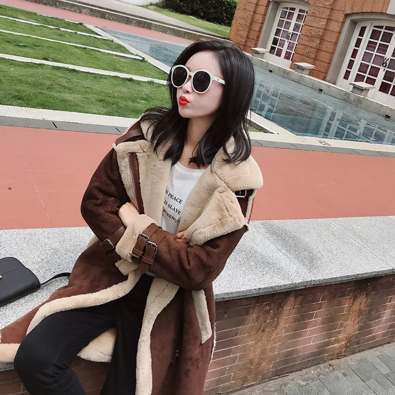 Женское пальто из искусственного меха Модное теплое зимнее овечьей шерсти в