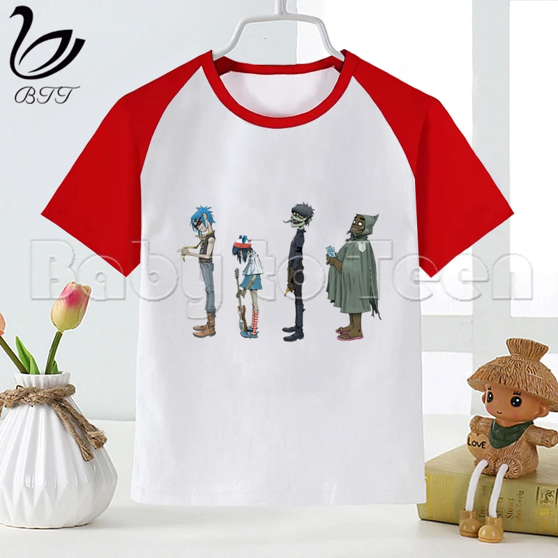Gorillaz/футболка для мальчиков с рок группой летняя детская футболка топы маленьких