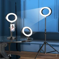 ourfeng ring light 3 colors led adjustable with mobile holder support usb ringlight for live video streaming studio makeup