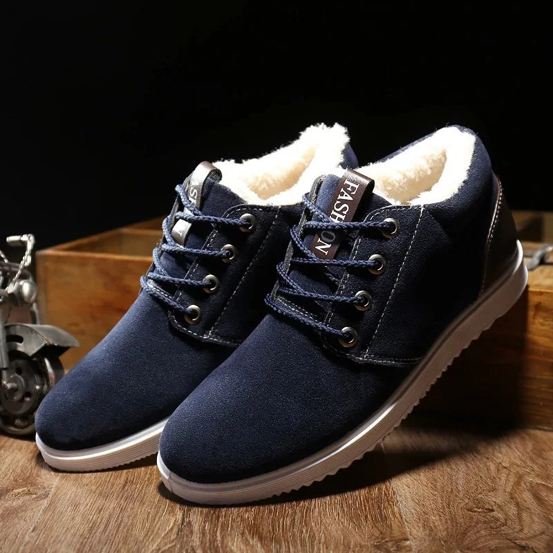 REETENE 2019 Winter Warm Ankle Boots Quality Suede Leather Men Cotton Plush Snow Casual Shoes | Обувь