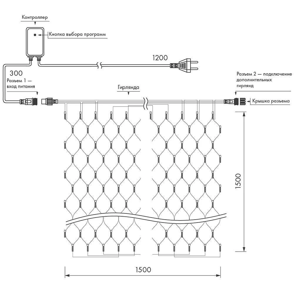 Гирлянда Ardecoled ARD Netlight Home 024673 светодиодный сеть 230 V белый 1500х1500 прозрачный | Дом и