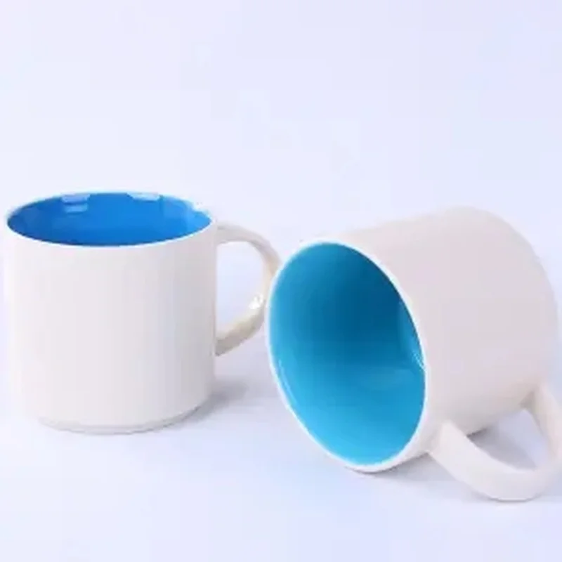 Большая вместительная простая керамическая чашка для воды прямая цветная