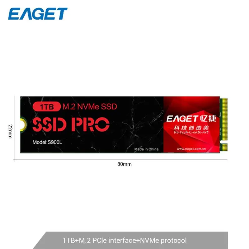 

EAGET S900L Solid State Drive M.2 PCI-E SSD 2280 NVMe Protocol PCIe3.0 128GB/256GB/512GB/1TB Solid State Drive