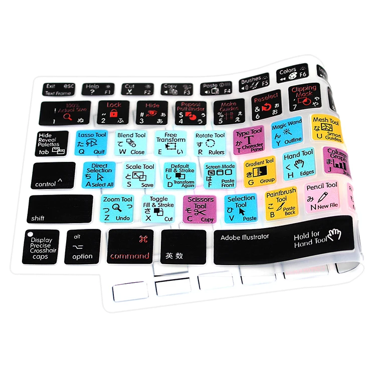 Японский силиконовый чехол для клавиатуры HRH Illustrator AI Hotkeys защитная пленка Macbook Air