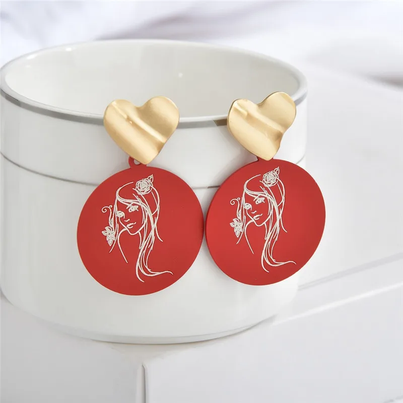 2020 летние красные висячие серьги корейские Очаровательные Круглые длинные в