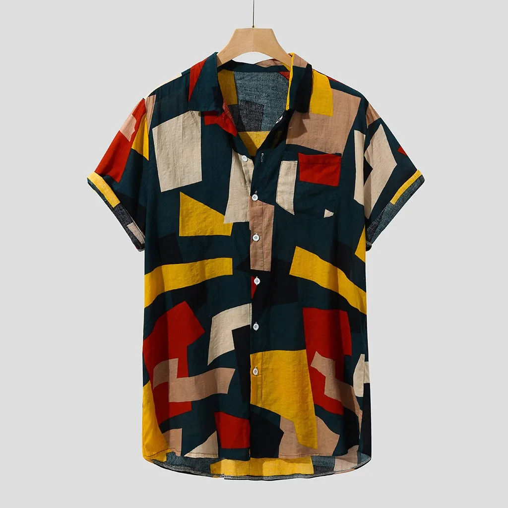 Винтажные рубашки мужские платья гавайская рубашка на пуговицах отложной