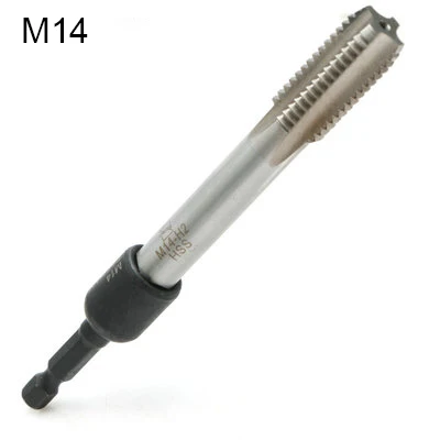 with Tap M14 M4-M16 адаптер для торцевых разъемов 1/4 ''шестигранный хвостовик квадратный шуруповёрт резьба адаптер для резьбонарезания патрон для станка сверла питания - Цвет: with Tap M14