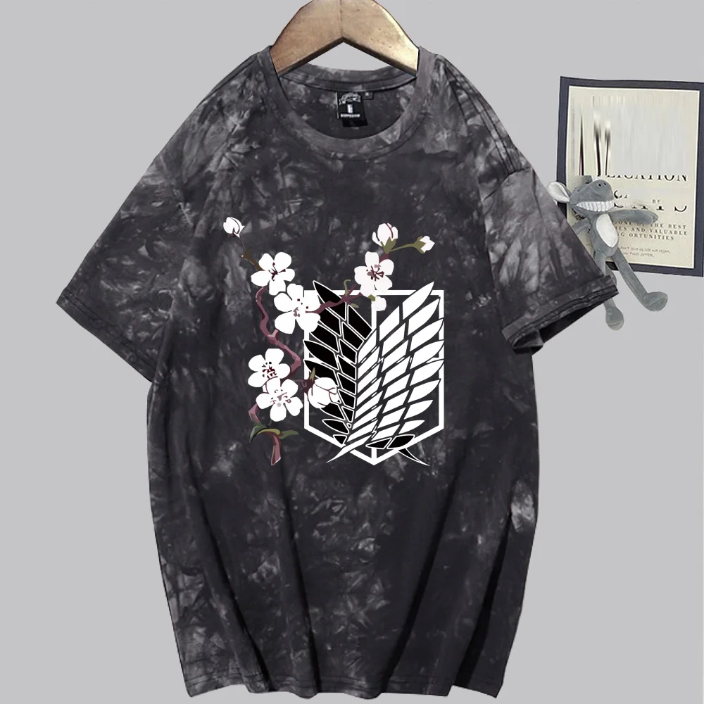 

Attack on Titan Anime Short Sleeve Round Neck Tie Dye Casual Loose Uniex T-shirt