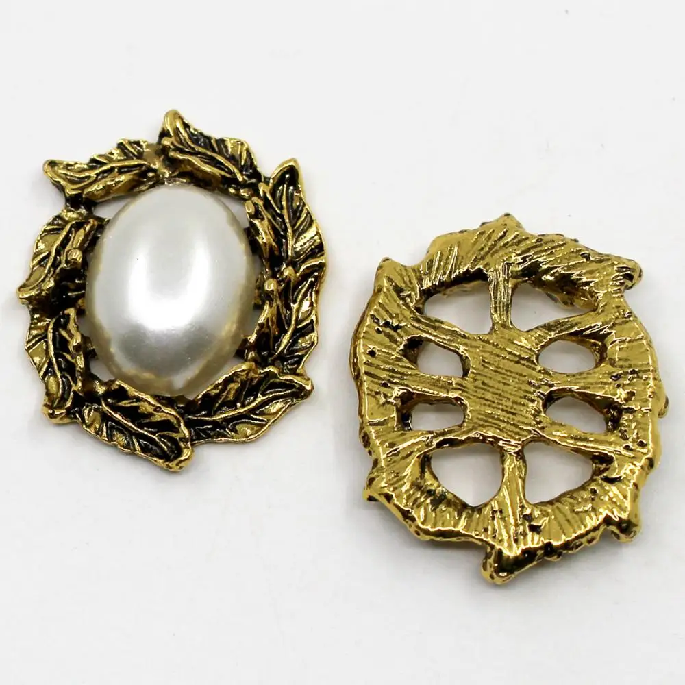 10 шт. Овальный серебристо золотистые металлические застёжки с перламутровыми