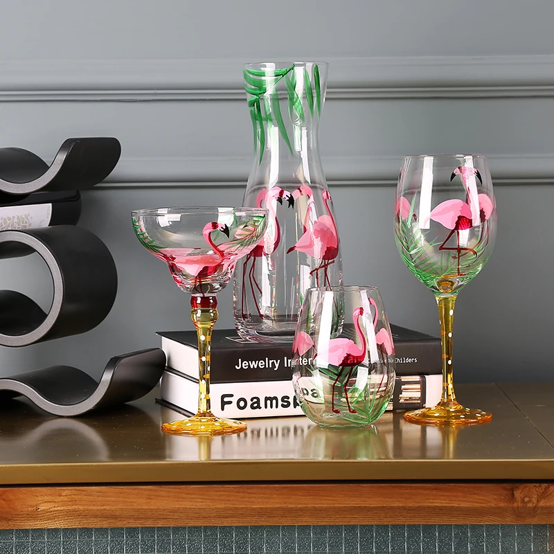 

Hand Painted Glass Tea Set 2.3L Teapot Large Goblet Water Cup Household Bar Wine Kettle