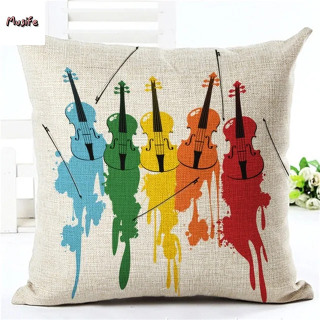 

New Music Series Printing Note High Quality Linen Decoration Cushion Cover Home Bedroom Hotel Car Seat Decoration 45 * 45cm ..
