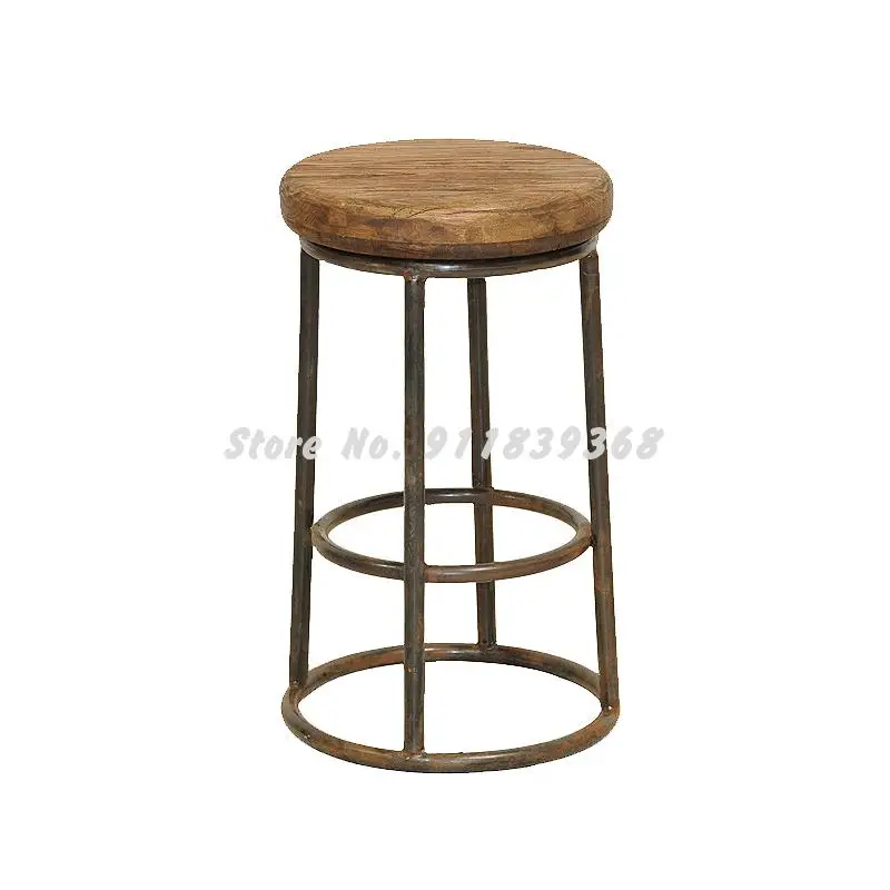 Барный стул из массива дерева простой барный высокий Ретро Стул табурет передний