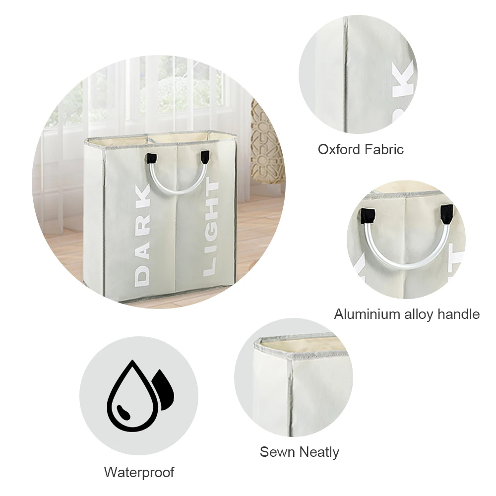 

Three Sizes Foldable Laundry Basket Large Dirty Laundry Basket Hamper Sorter Oxford Cloth Dirty Clothes Bag with Aluminum Handle