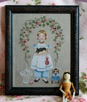 1416182522 color aidafree shipping popular counted cross stitch set little girl and cat kitten kitty